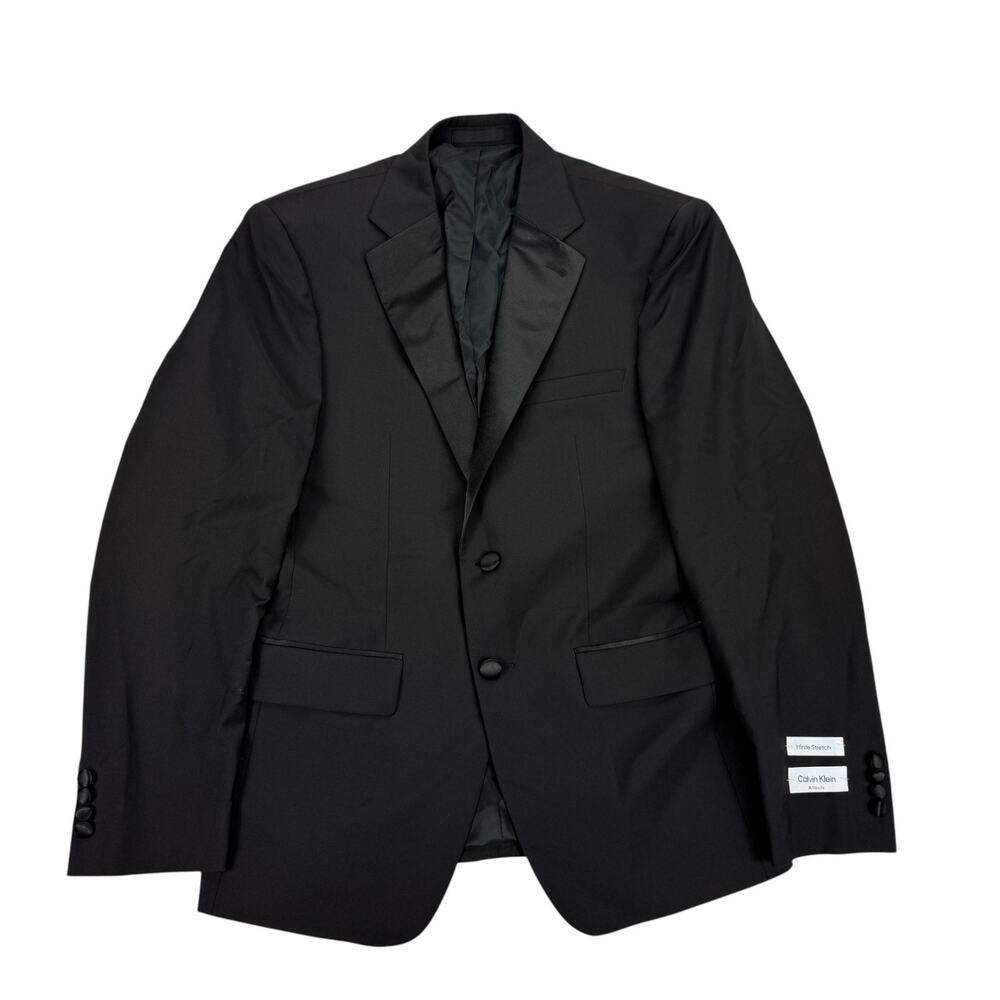Calvin Klein Mens X Slim Fit Infinite Stretch Tuxedo Suit Jacket Black 38S